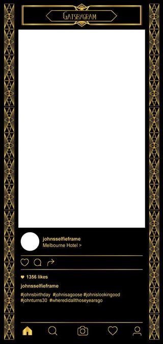 Great Gatsby Selfie Frame Floor Standing - 190cm x 90cm