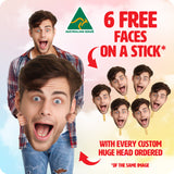 Custom Huge Size Head Cutout with Bonus 6 FREE Faces on a Stick