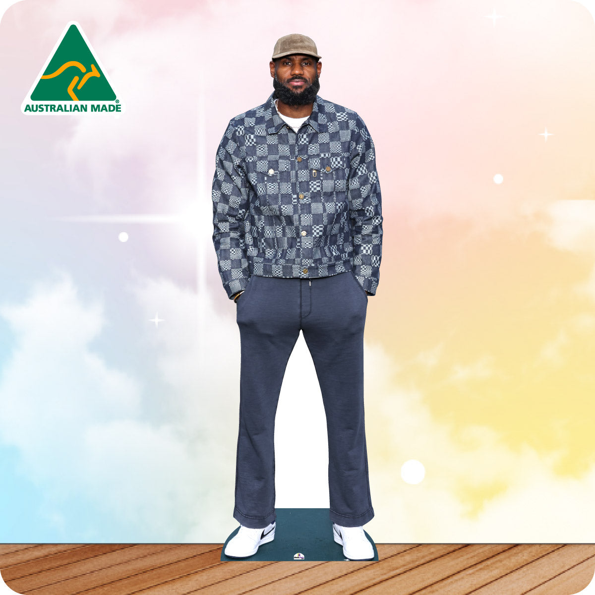 Basketball Player LeBron James In a Blue Checkered Jacket