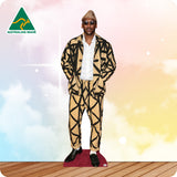 Mannequin wearing a patterned outfit with 'Australian Made' logo in the corner