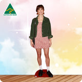 Woman standing on a scale with a 'Made in Australia' logo in the corner