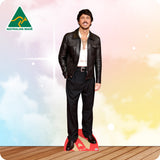 Cardboard standee of a person wearing a leather jacket with 'Australian Made' logo in the corner.