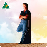 Cardboard cutout of a person leaning against a wall with 'Australian Made' logo.