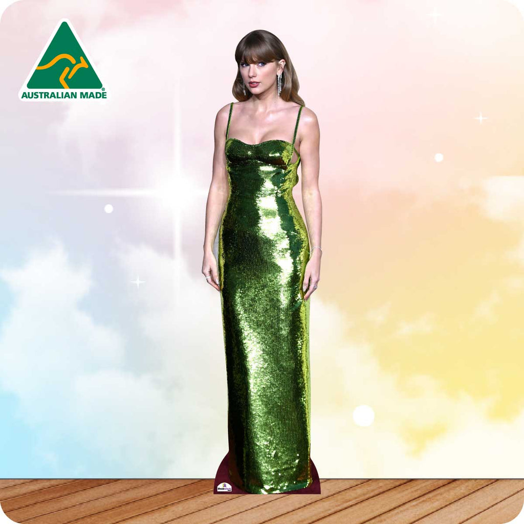 white christmas dresses Taylor Swift in Green Dress 404 Celebrity Cutout – LifesizeCutouts