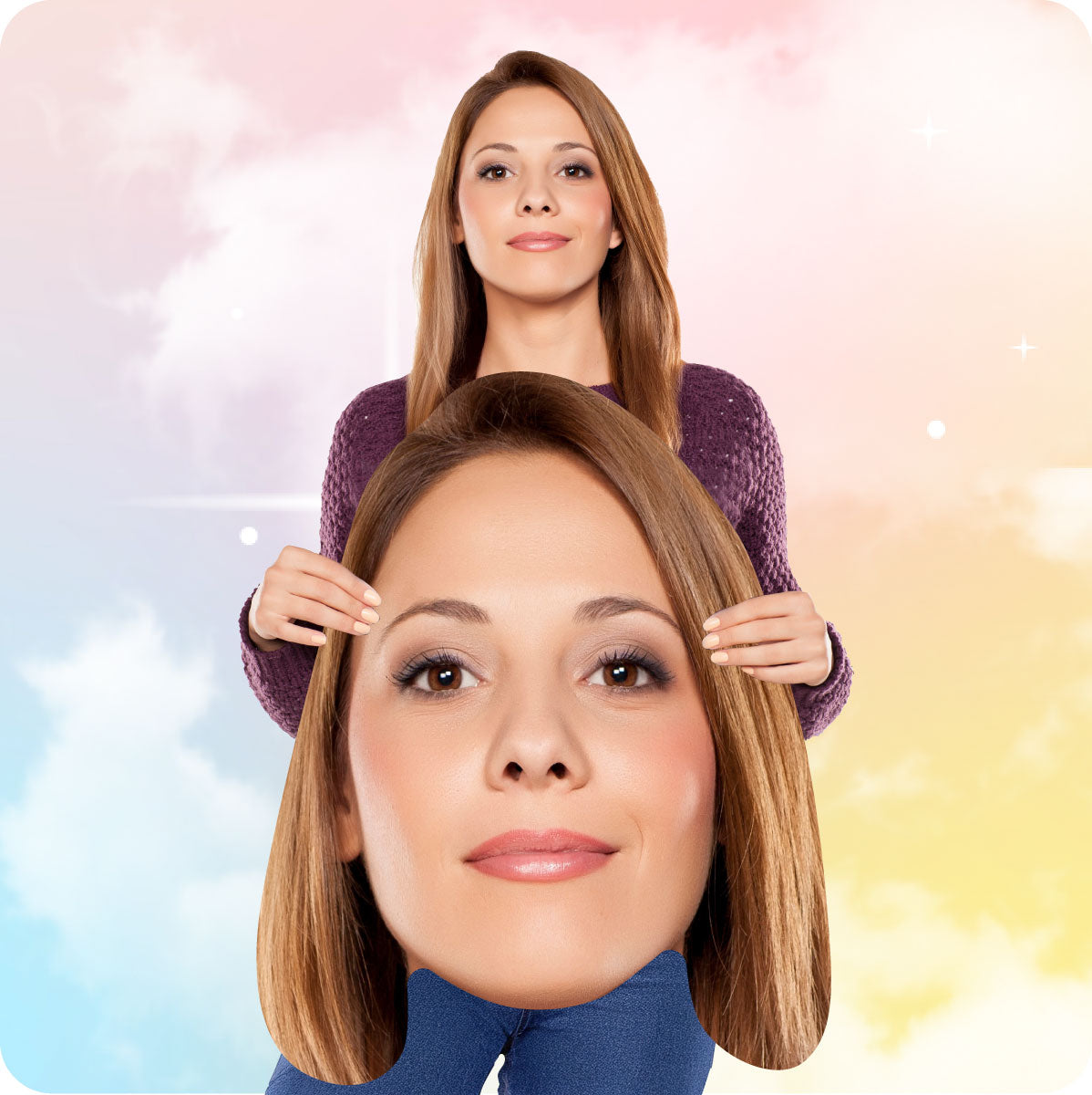 Custom Giant Size Head Cutout with Bonus 10 FREE Faces on a Stick - LIMITED TIME OFFER