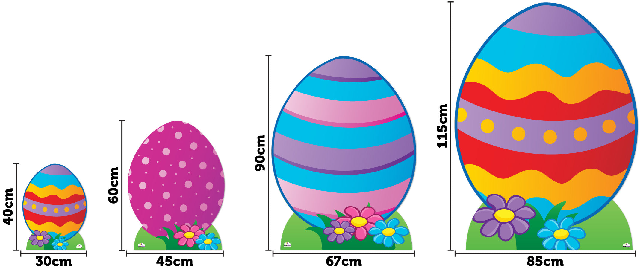 Easter Eggs Set of 3 Cardboard Cutouts