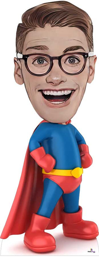 Superhero with Custom Cartoon Head Cutout