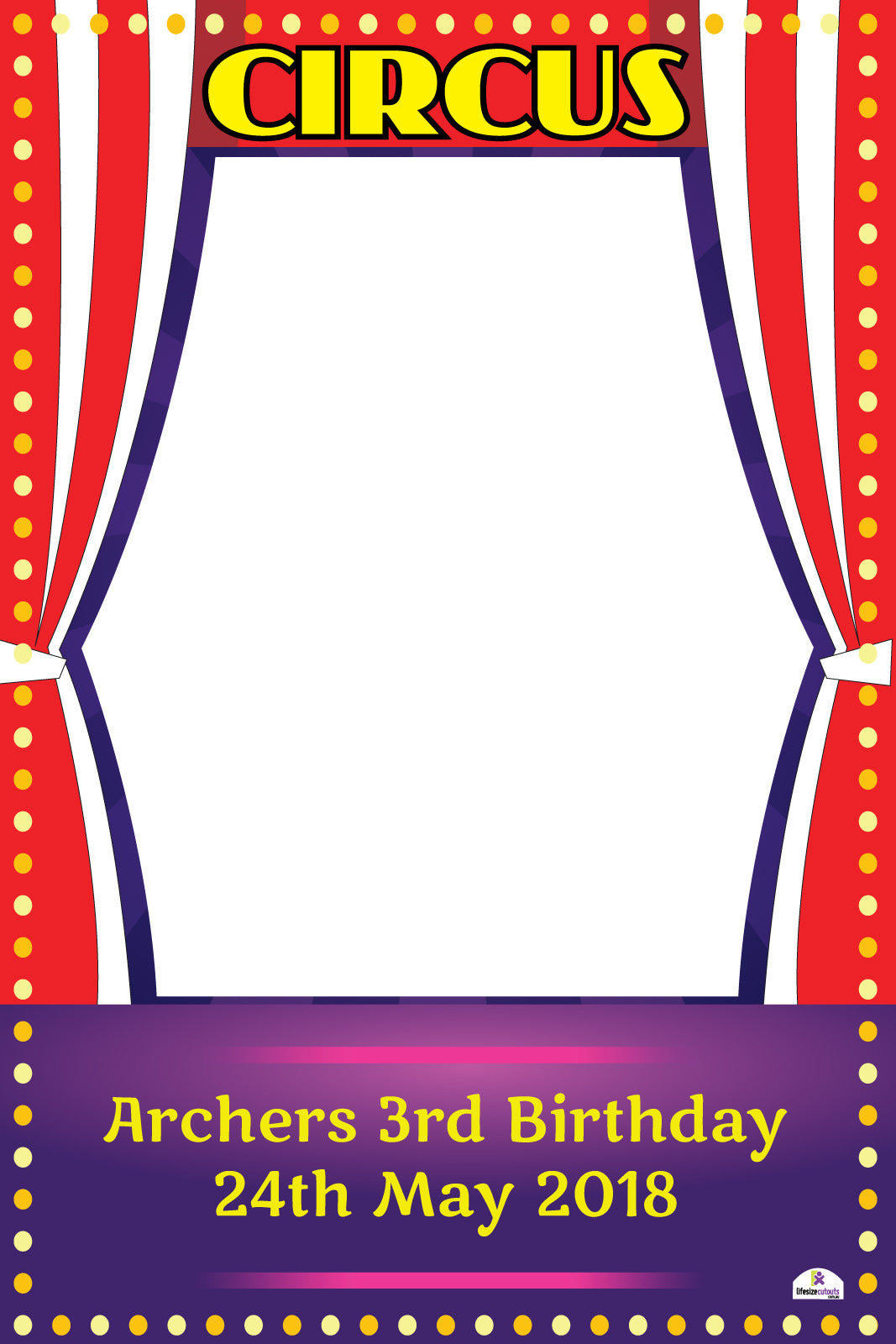 Circus Theme Selfie Frame Small - 90cm x 60cm