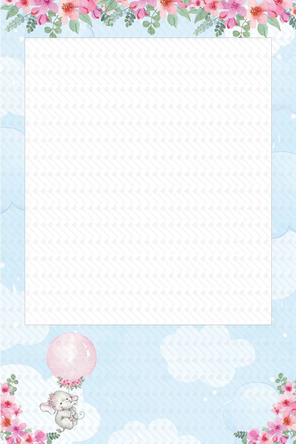 Elephant Baby Shower 312 Selfie Frame Pink - 90cm x 60cm