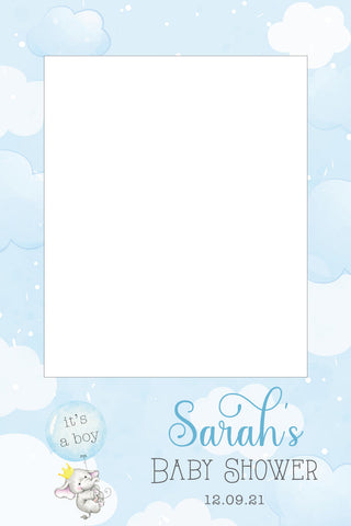 Elephant Baby Shower 313 Selfie Frame Blue - 90cm x 60cm