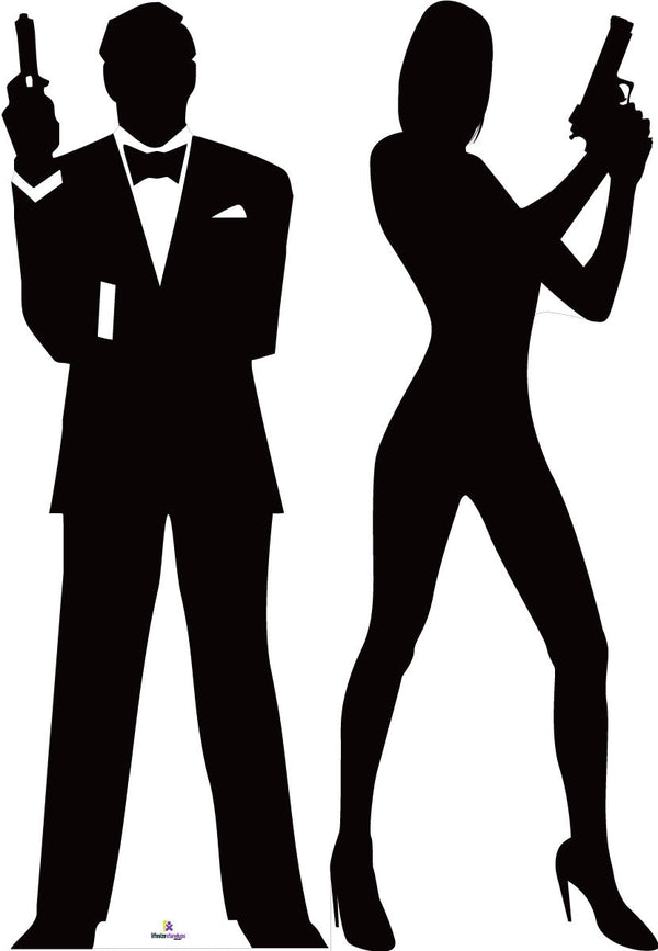 James Bond and Spy Girl Silhouette Cardboard Cutout Package