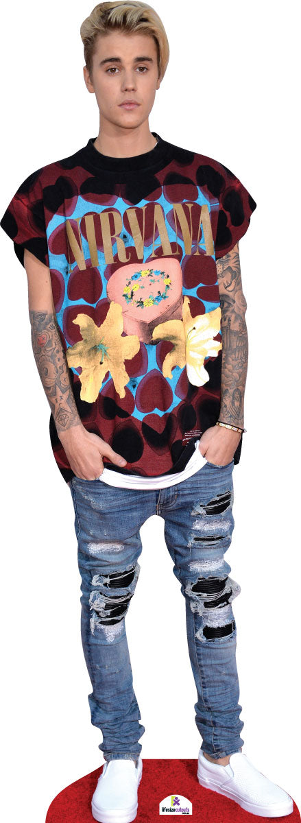 Justin Bieber in Nirvana T Shirt Cardboard Cutout