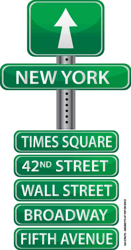 New York Street Signs - Cardboard Cutouts - Small
