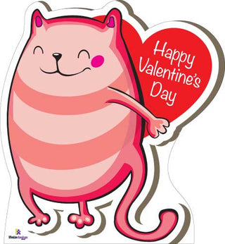 Pink Cat "Happy Valentines Day" Cutout