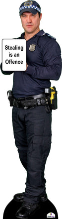 Policeman with Custom Sign Cardboard Cutout