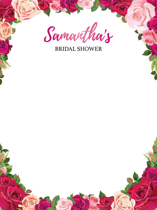 Rose Bridal Shower Backdrop Banner - 2m H x 1.5m W