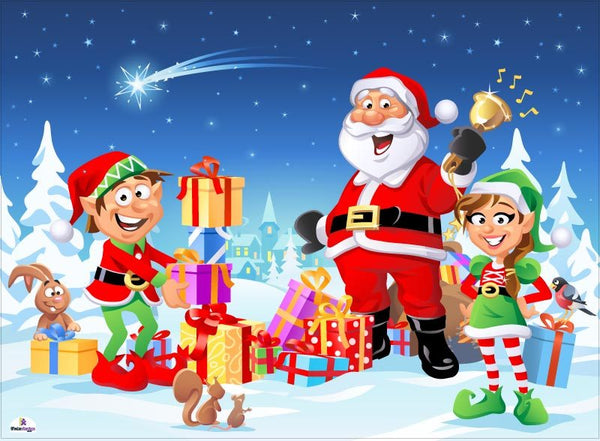 Santa and Elves Christmas - KIDS SIZE - Cardboard Standin