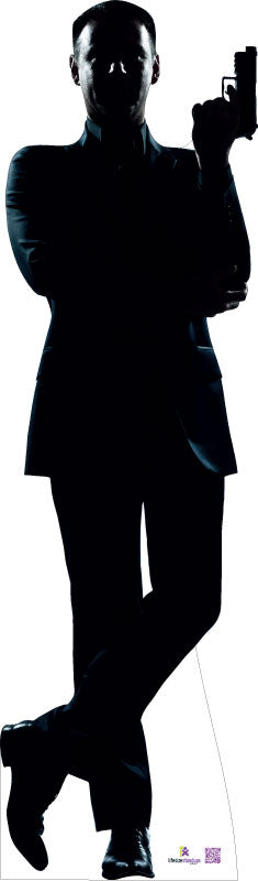 Silhouette - Spy with Gun Secret Agent Cardboard Cutout